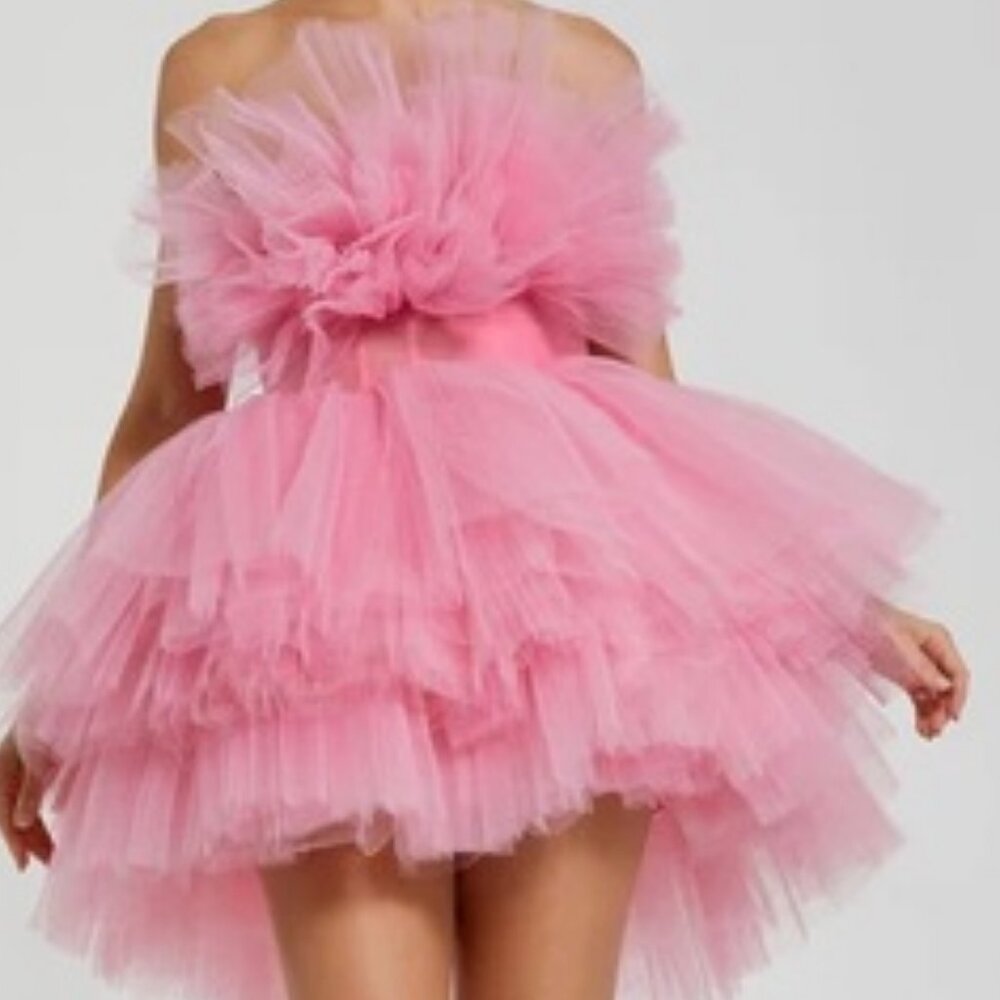 Mac Duggal 20750 Strapless Ruffle A-Line Dress.